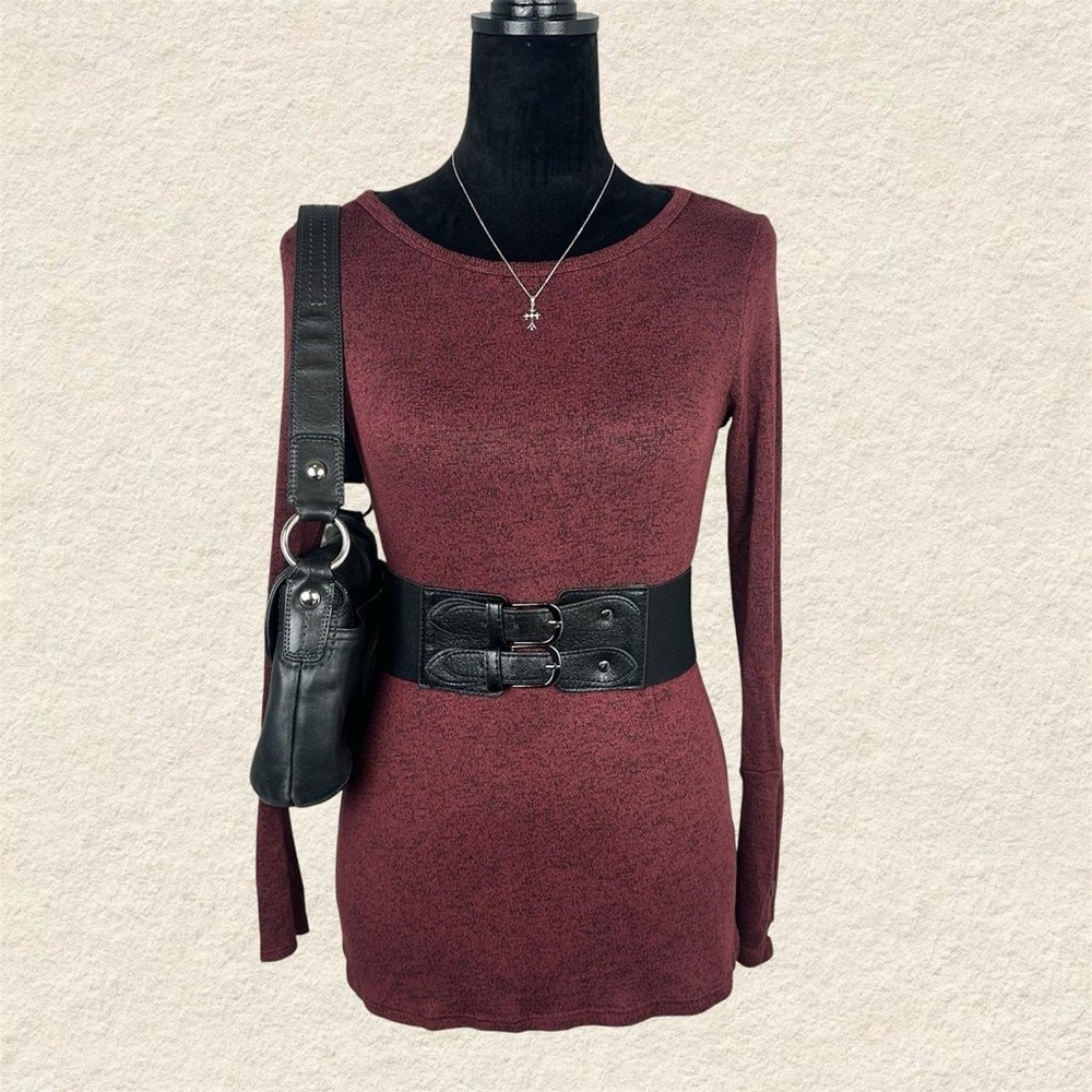 Womens Maroon Long Sleeve Top